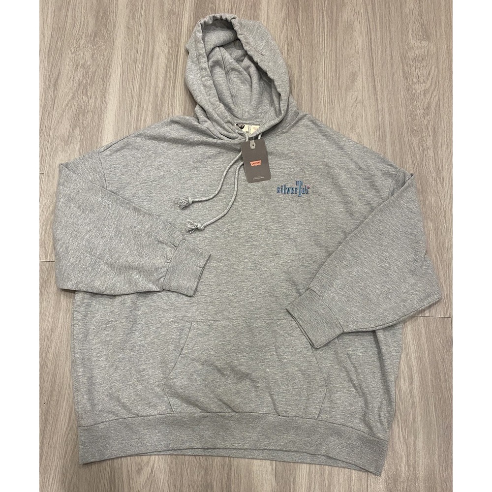 Levis Silver Tab Mens Pullover Hoodie Sweatshirt L Fleece Heavy Logo Gray $60